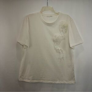 Zara White T-Shirt with Embroidered Design Size Medium
